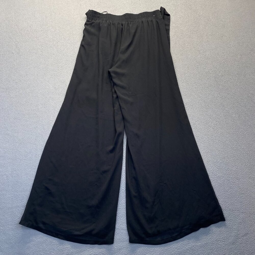 Miss Avenue pant Black wide leg palazzo travel easy care, Size Large,Elastic Wai